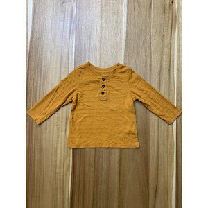 Cat & Jack Baby Boy Long Sleeve Mustard Henley Shirt Toddler Top Size 18M